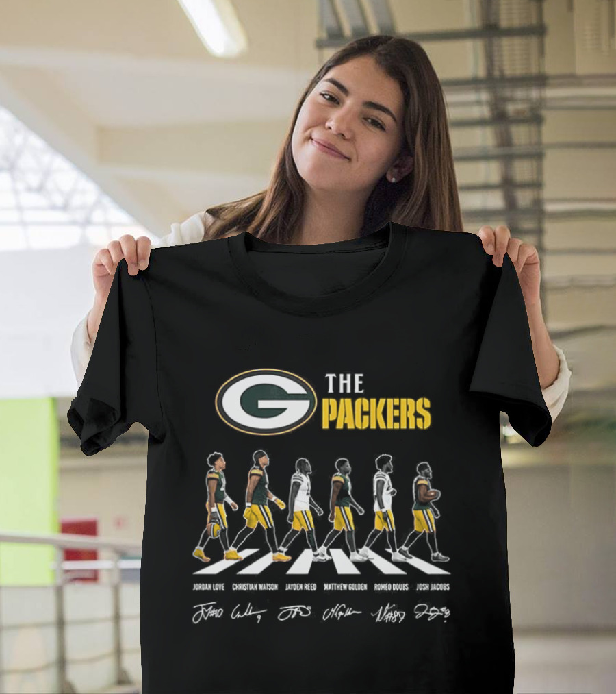 Packers NFL Players Abbey Road Parody Signatures T-Shirt