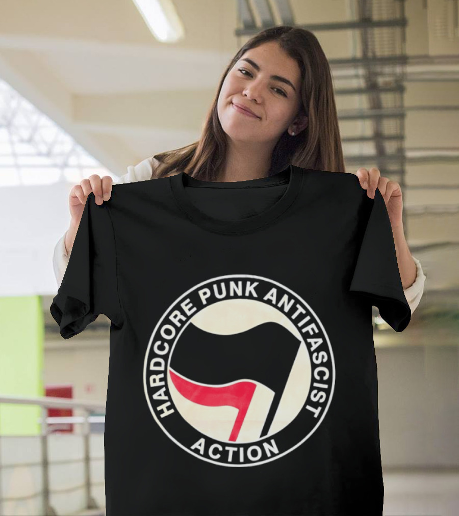 Hardcore Punk Antifascist Action Red Flag T-Shirt
