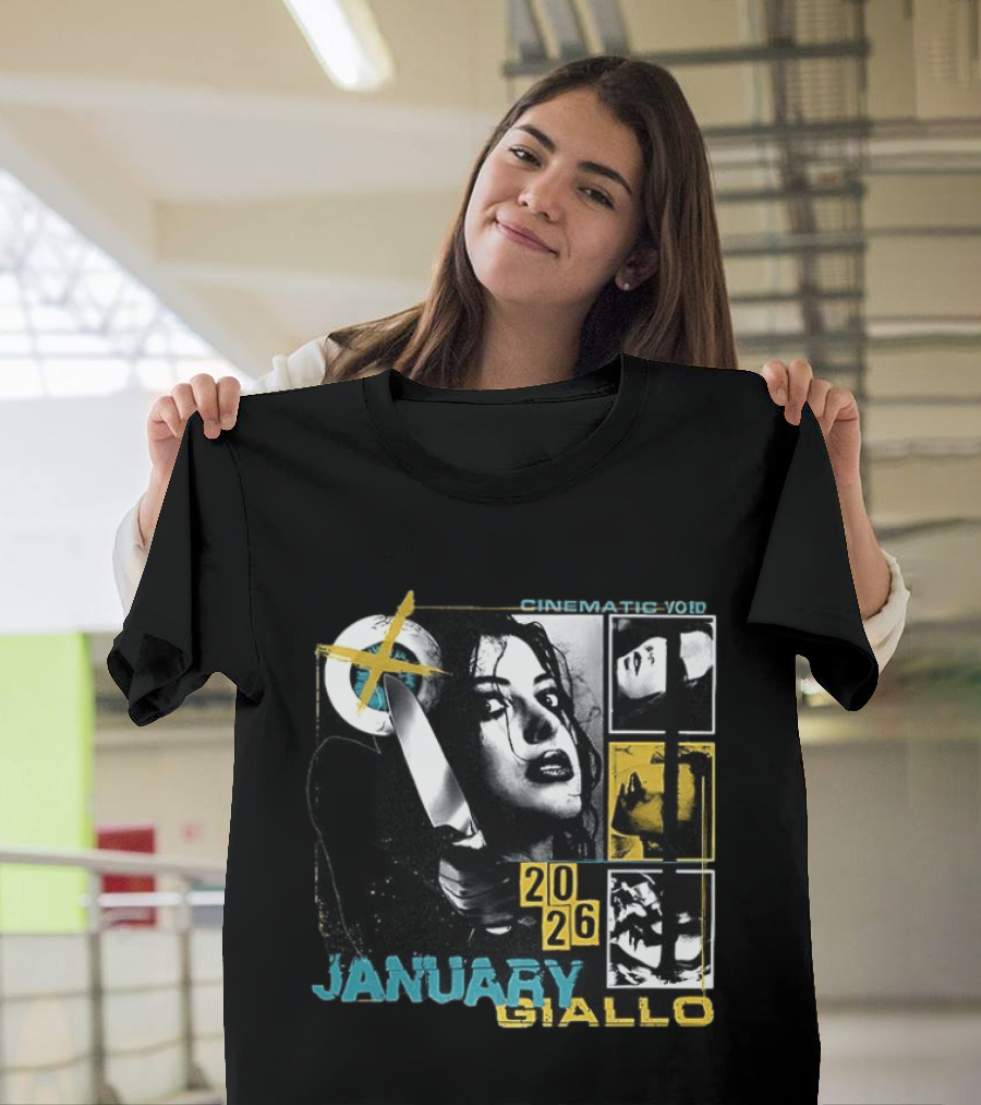 Cinematic Void January Giallo 2026 Knife Black And Yellow T-Shirt