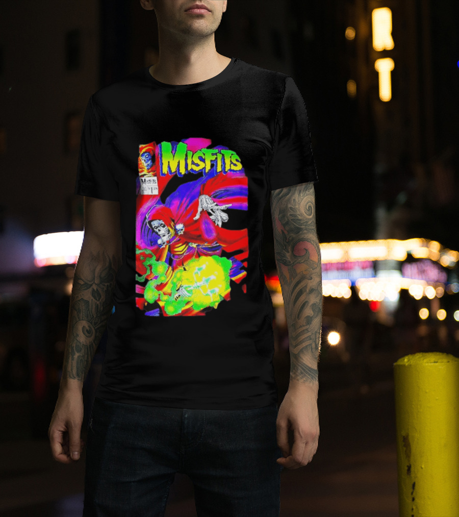 Misfits Hell Fiend Spawn 31 Fiend Skull Cloak Neon T-Shirt