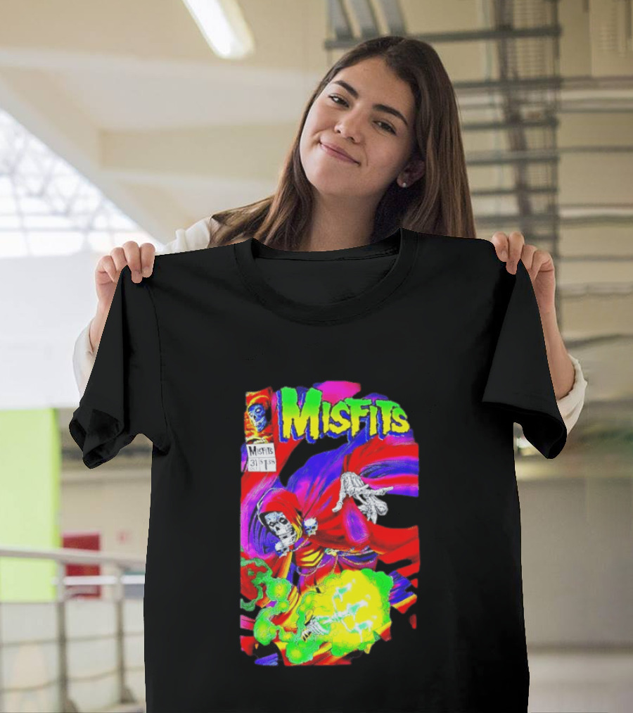 Misfits Hell Fiend Spawn 31 Fiend Skull Cloak Neon T-Shirt