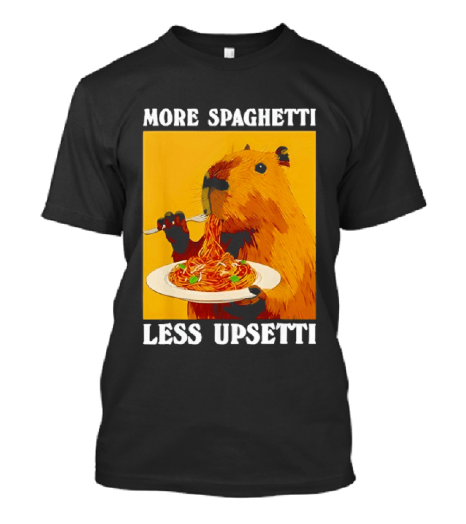 More Spaghetti Less Upsetti Capybara Eating Pasta Plate T-Shirt