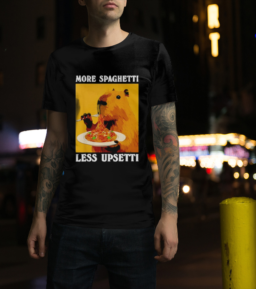 More Spaghetti Less Upsetti Capybara Eating Pasta Plate T-Shirt