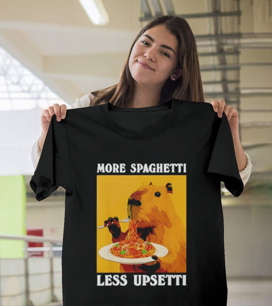 More Spaghetti Less Upsetti Capybara Eating Pasta Plate T-Shirt