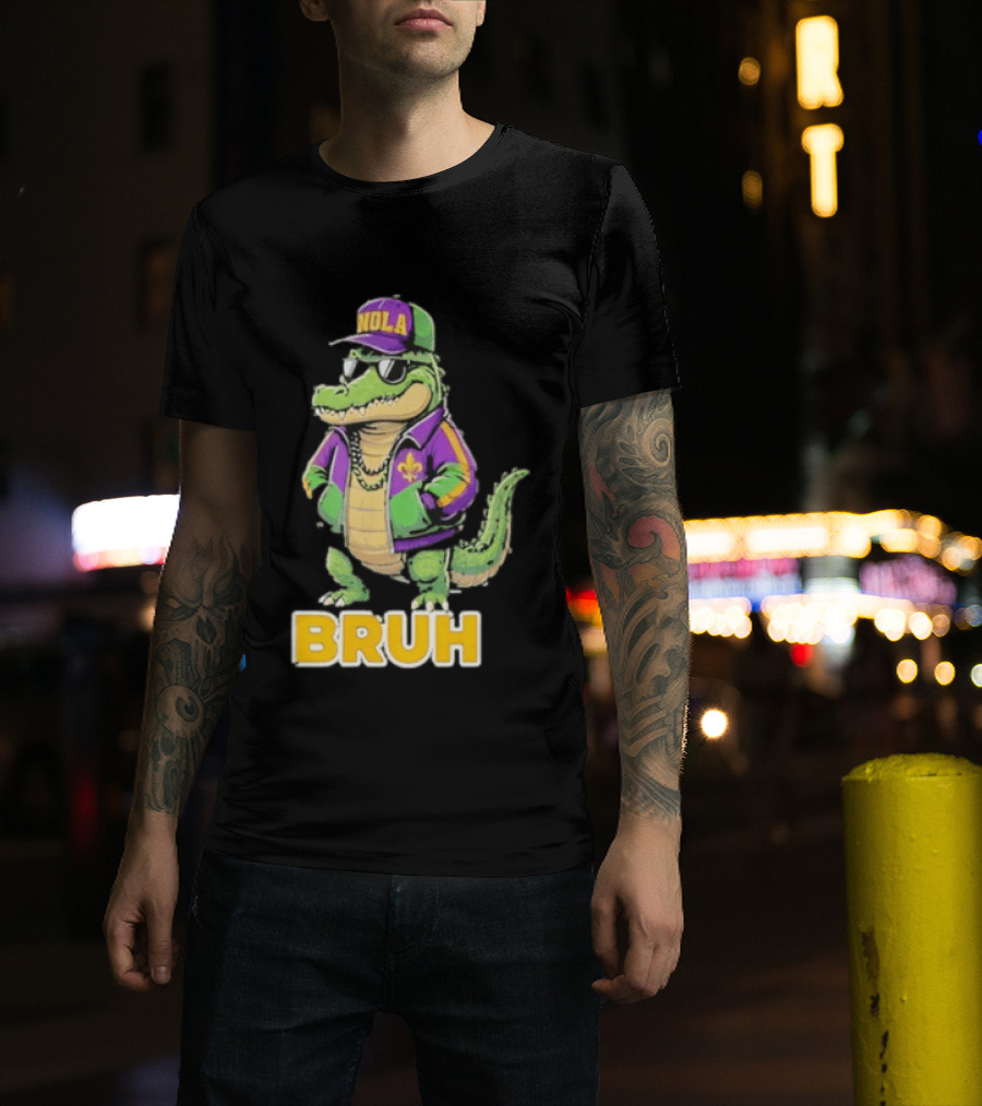 New Orleans Alligator Nola Bruh Mardi Gras Party Vibe T-Shirt