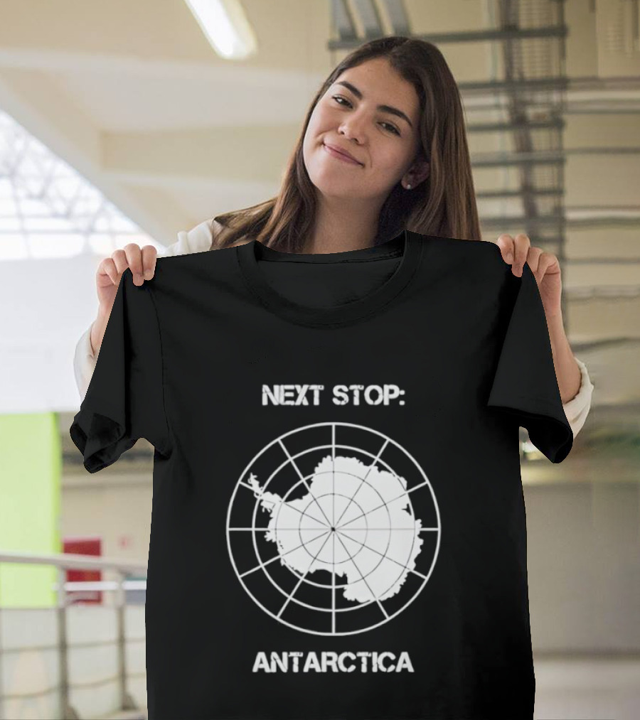 Next Stop Antarctica Map Outline Adventure T-Shirt