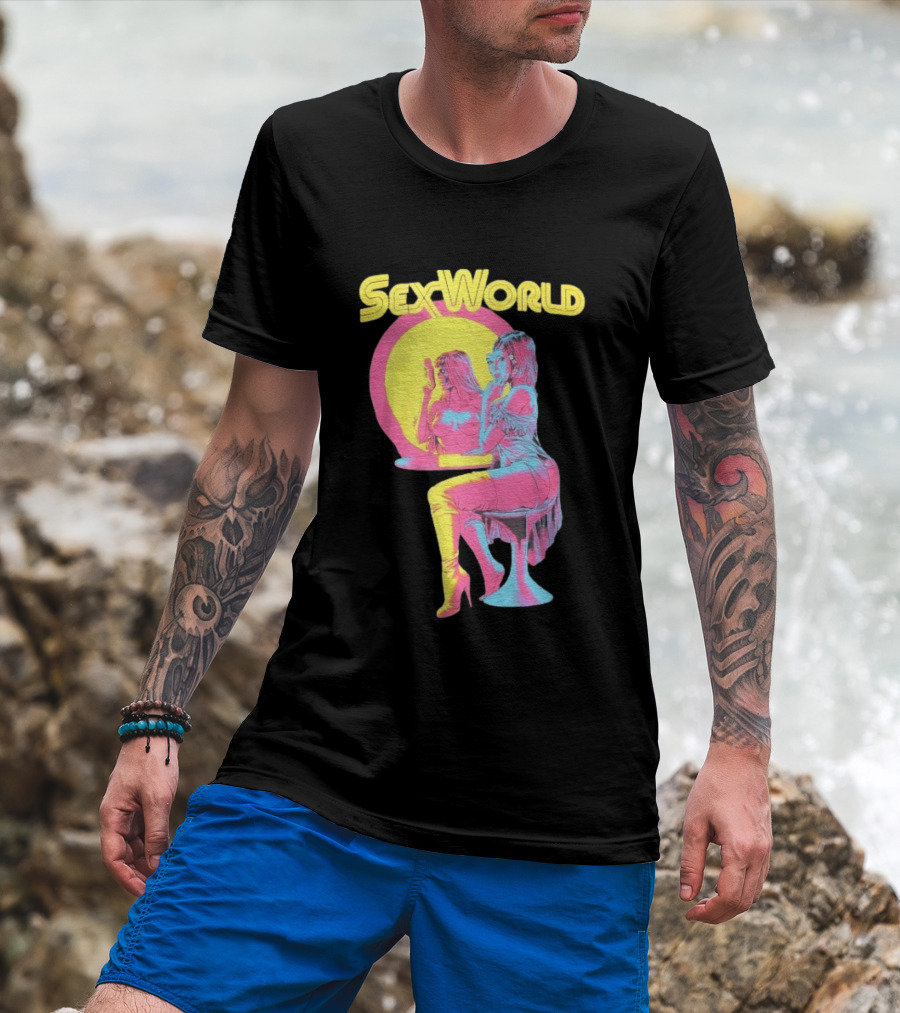 SexWorld Retro Neon Art Style With Futuristic Sexbot T-Shirt