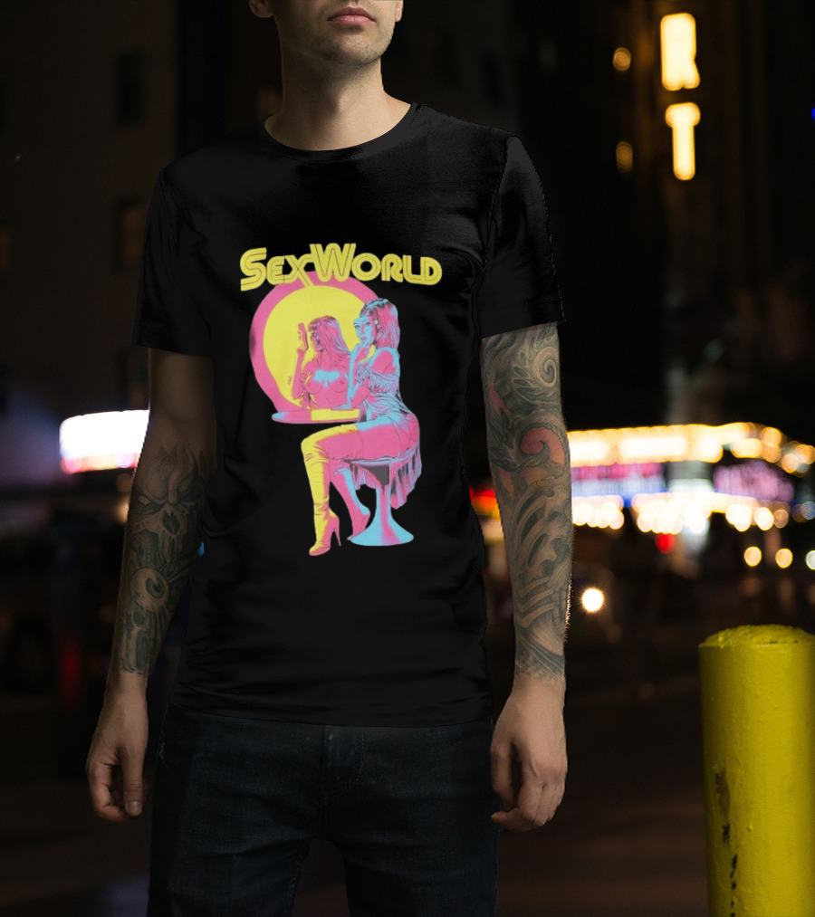 SexWorld Retro Neon Art Style With Futuristic Sexbot T-Shirt
