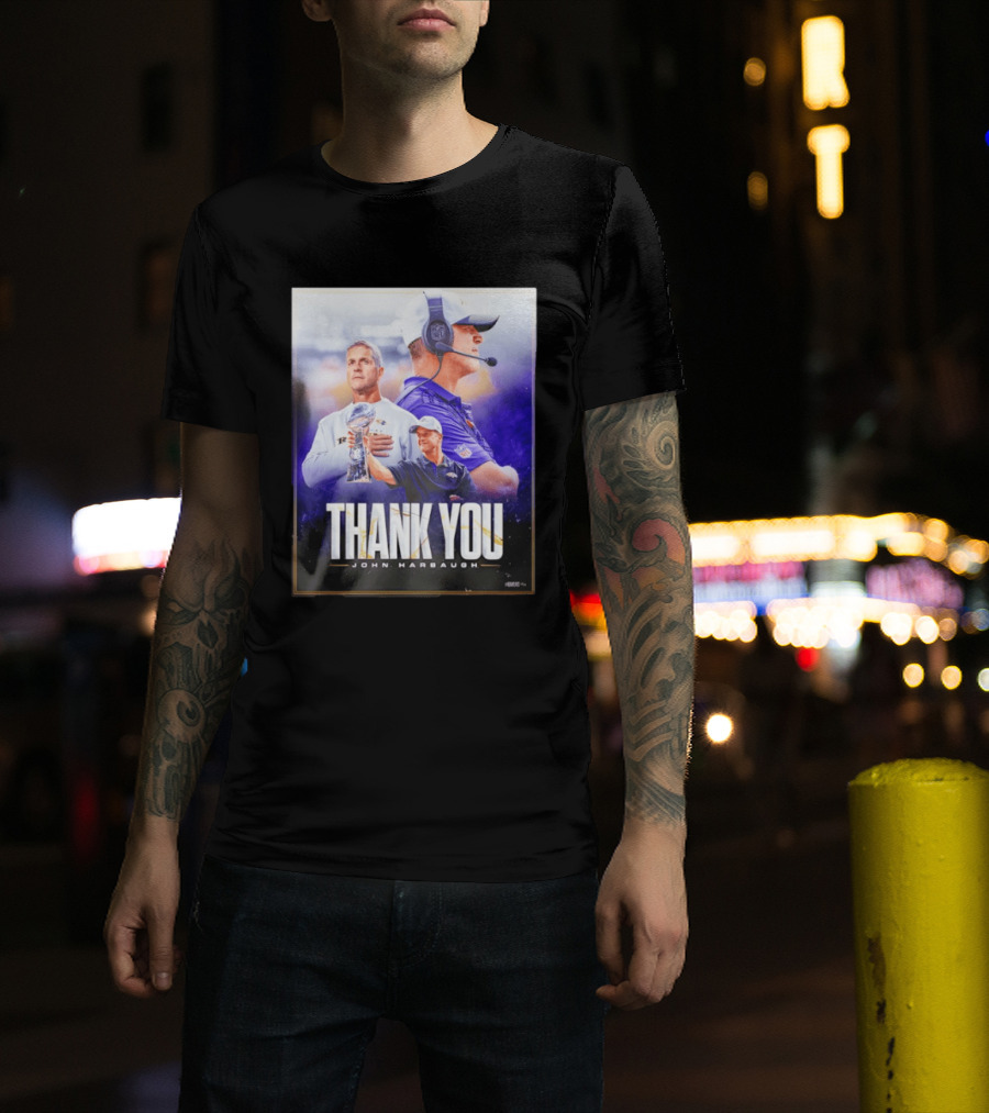 Thank You John Harbaugh NFL Coach Career Highlights Ravens Leadership T-Shirt