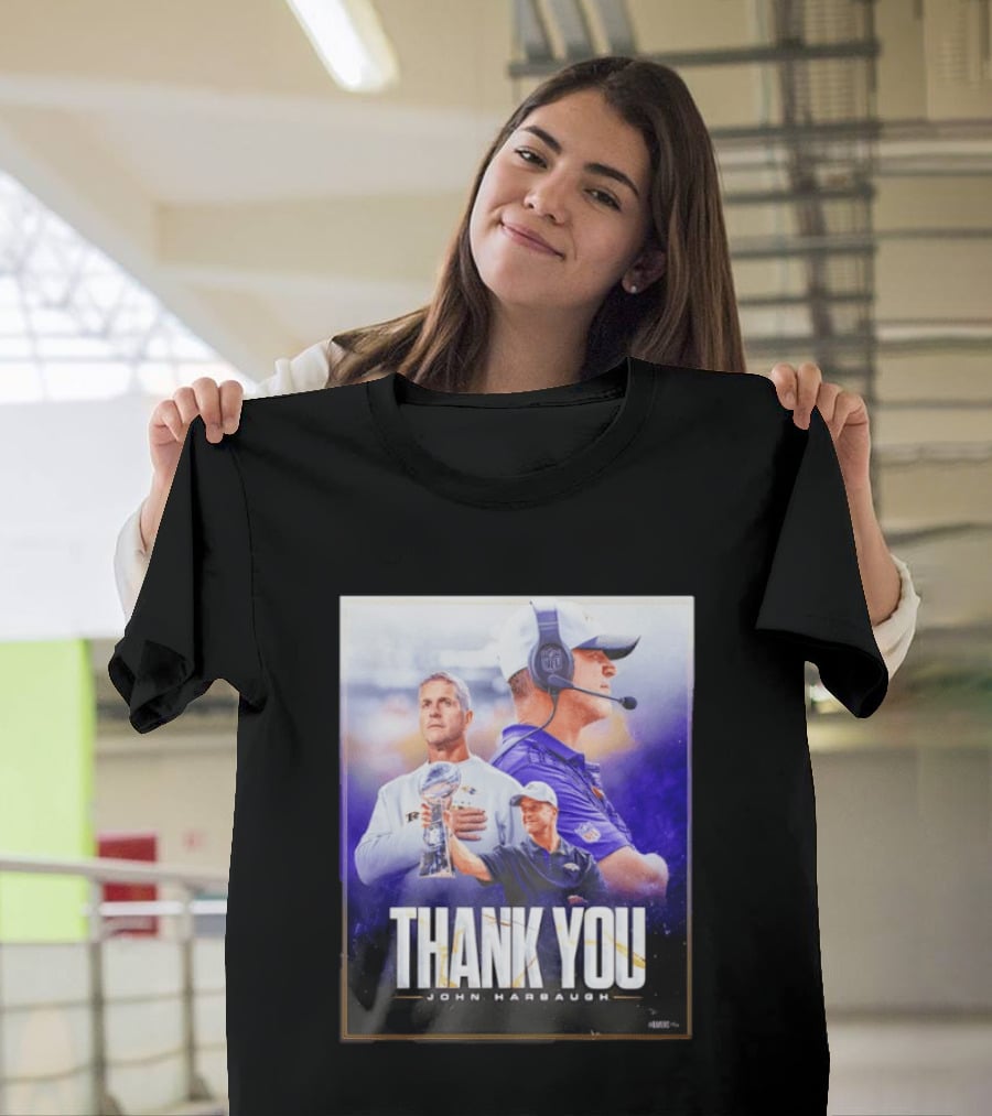 Thank You John Harbaugh NFL Coach Career Highlights Ravens Leadership T-Shirt