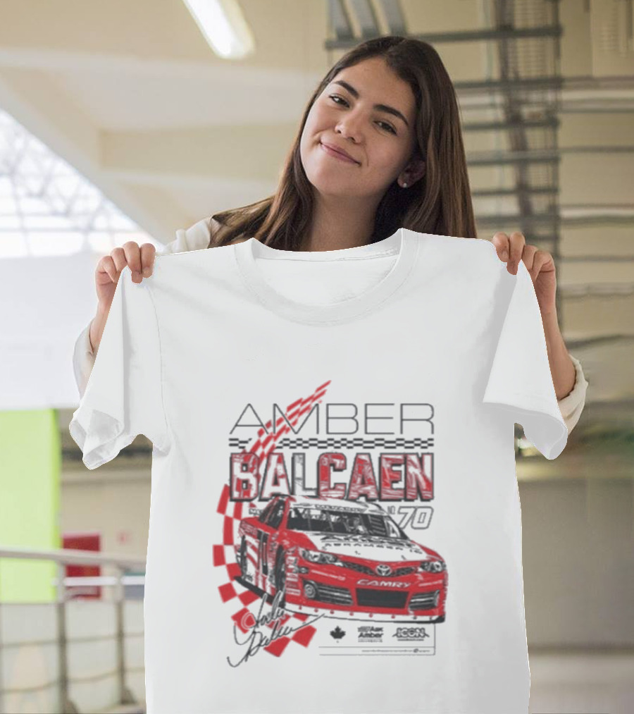 Amber Balcaen Racing Daytona Red Car Number 70 Racing Flags T-Shirt