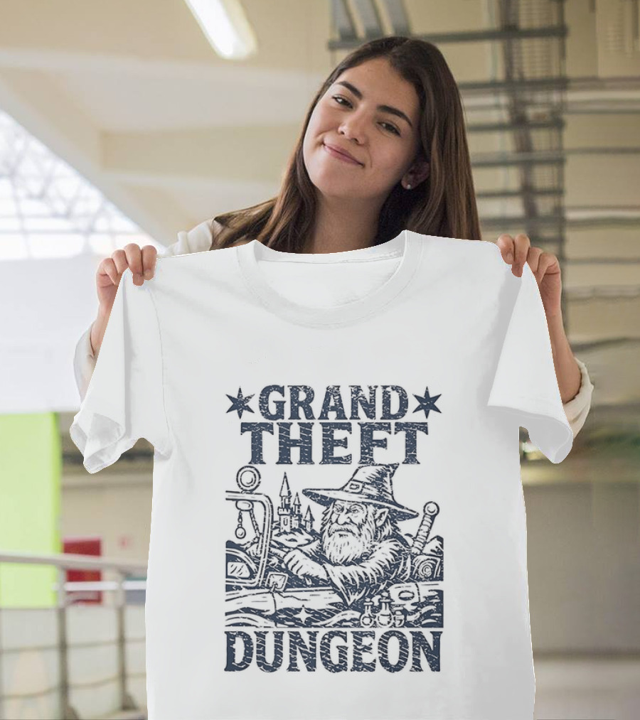 Grand Theft Dungeon Wizard Parody Adventure Gamer Mashup T-Shirt