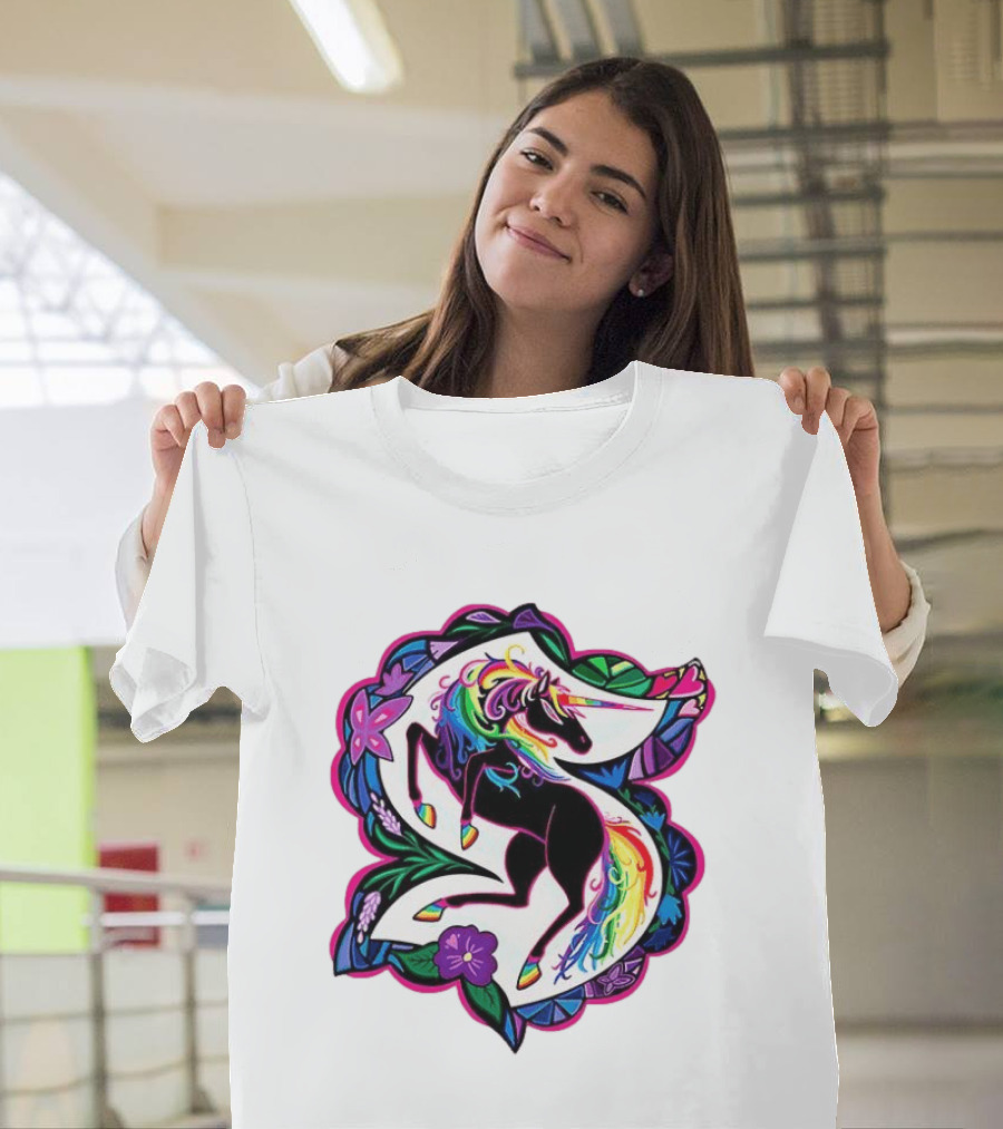 Seattle Kraken Unicorn Pride Rainbow Floral T-Shirt