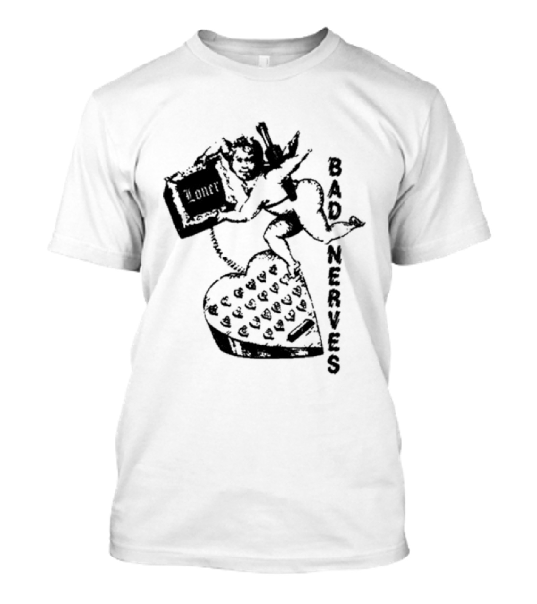 Bad Nerves Loner Checkered Heart And Angel Playing Card T-Shirt