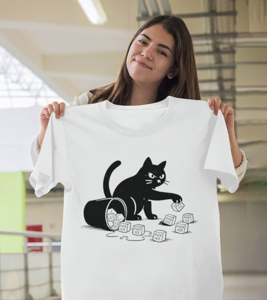 Black Cat Anti Trump Fuck Ice T-Shirt