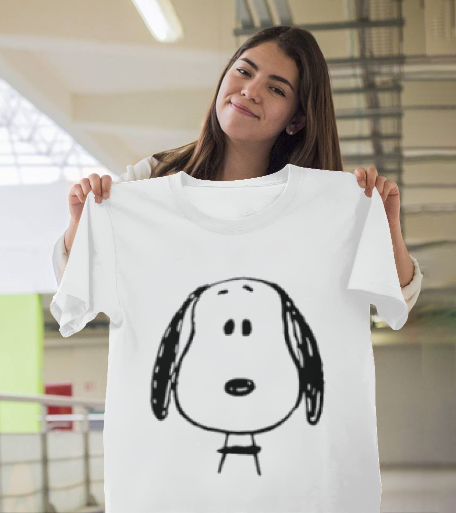 Peanuts Snoopy Face Black And White Cartoon T-Shirt