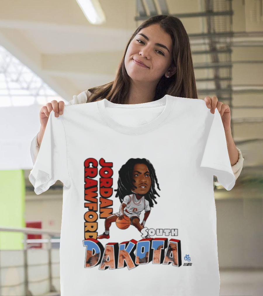 Jordan Crawford South Dakota Basketball Player Cartoon Sports T-Shirt
