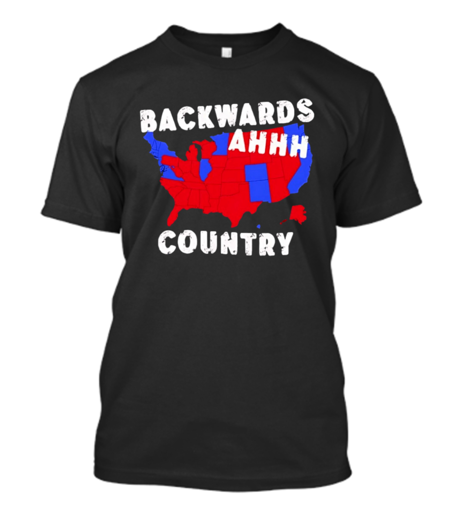 Backwards Ahhh Country State Map USA T-Shirt
