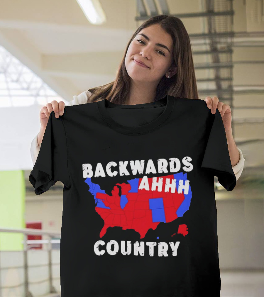 Backwards Ahhh Country State Map USA T-Shirt