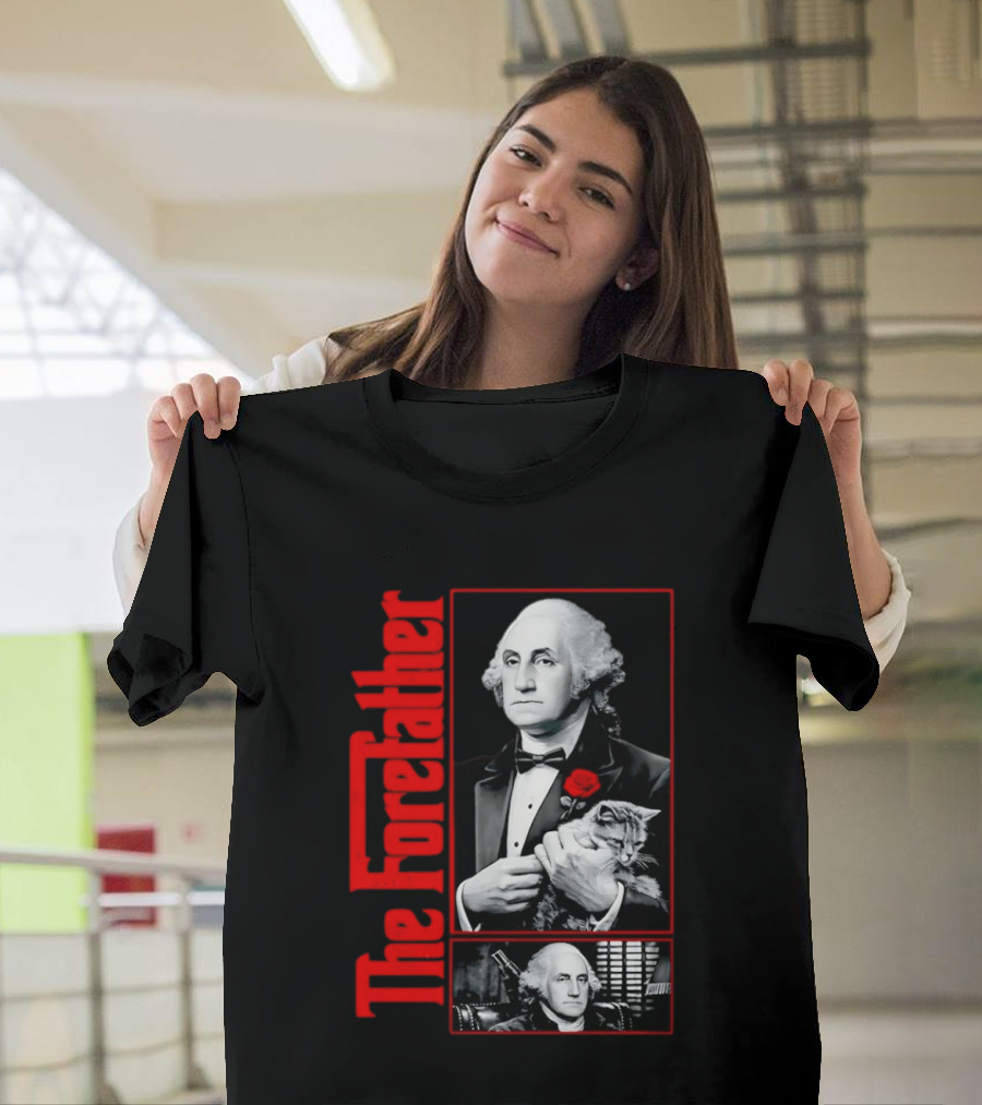 Patriotic George Washington Forefather The American Godfather Cat T-Shirt