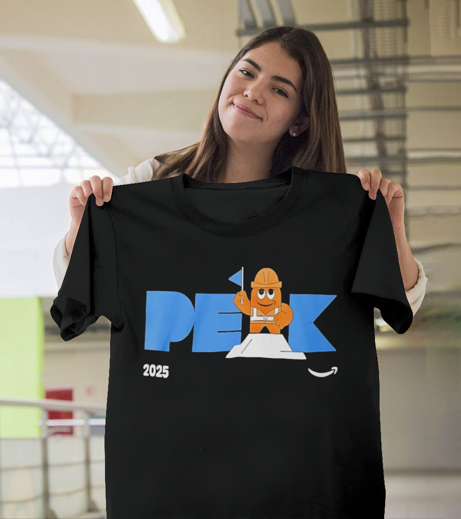 Peak 2025 Construction Character Holding Flag T-Shirt