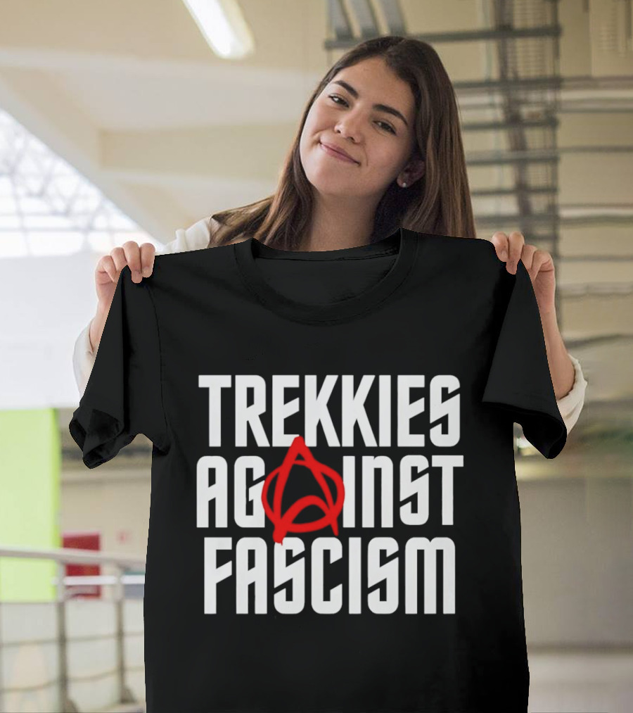 TREKKIES AGAINST FASCISM Anarchy Symbol Resistance T-Shirt