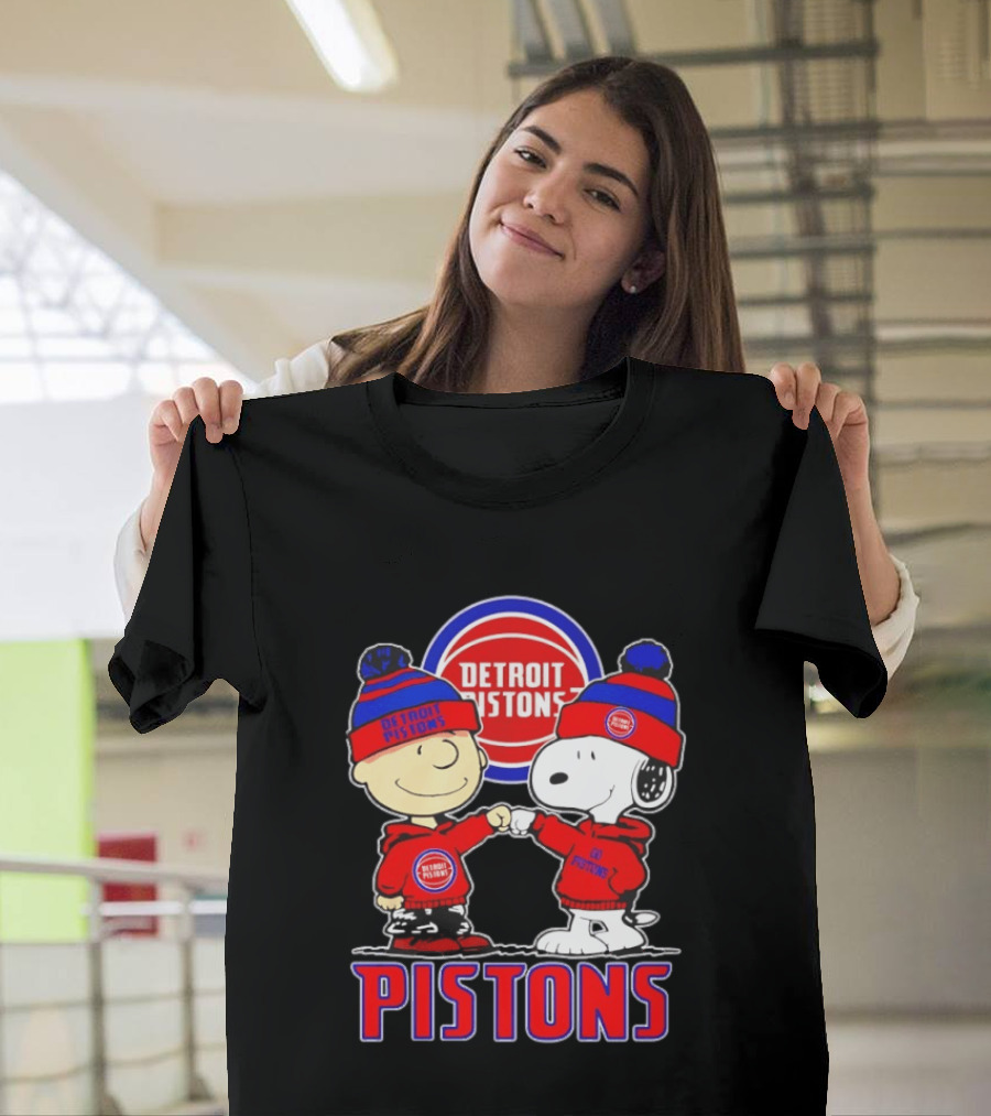 Detroit Pistons Charlie Brown Snoopy Collaboration T-Shirt