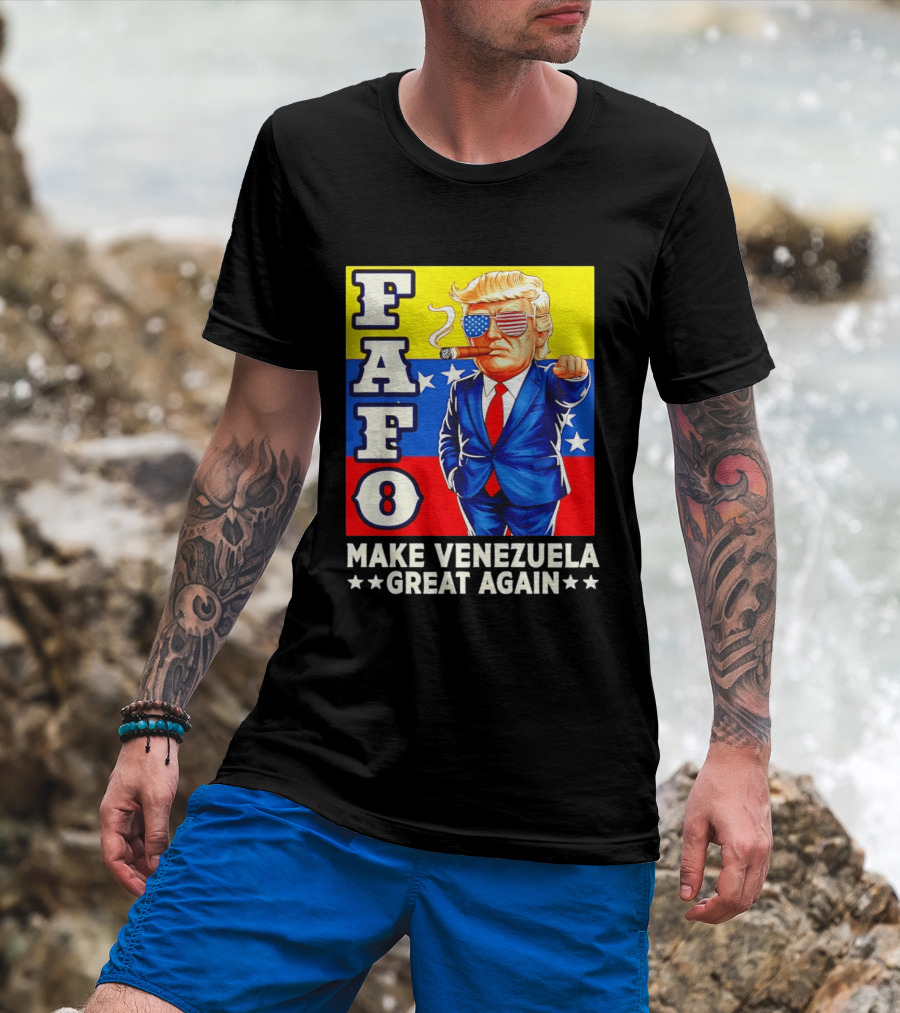 FAFO Trump Make Venezuela Great Again Patriotic Cartoon T-Shirt