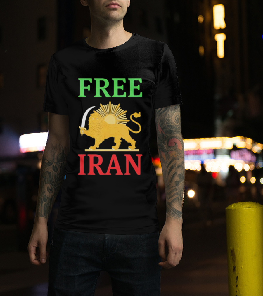 Free Iran Lion And Sun Emblem Freedom Movement T-Shirt