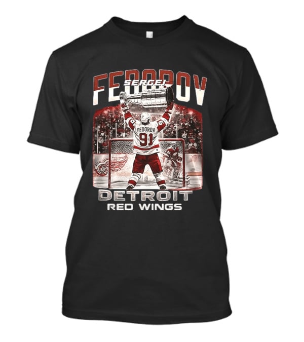 Sergei Fedorov 91 Detroit Red Wings Stanley Cup Victory Celebration T-Shirt