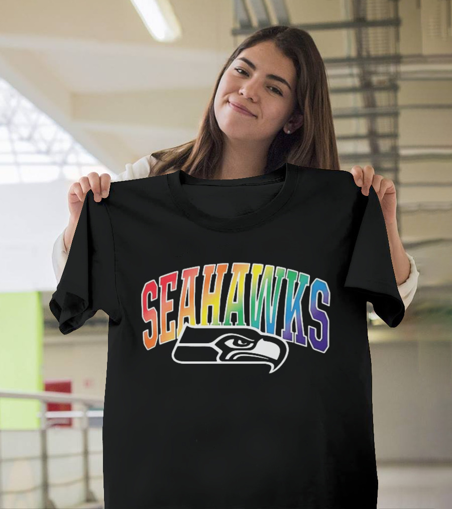 Seattle Seahawks Rainbow Pride LGBTQ Support T-Shirt