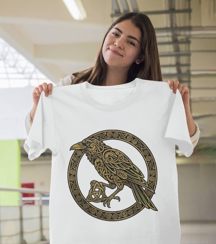 Celtic Raven Knot Northern Mythology Symbol With Intricate Viking T-Shirt