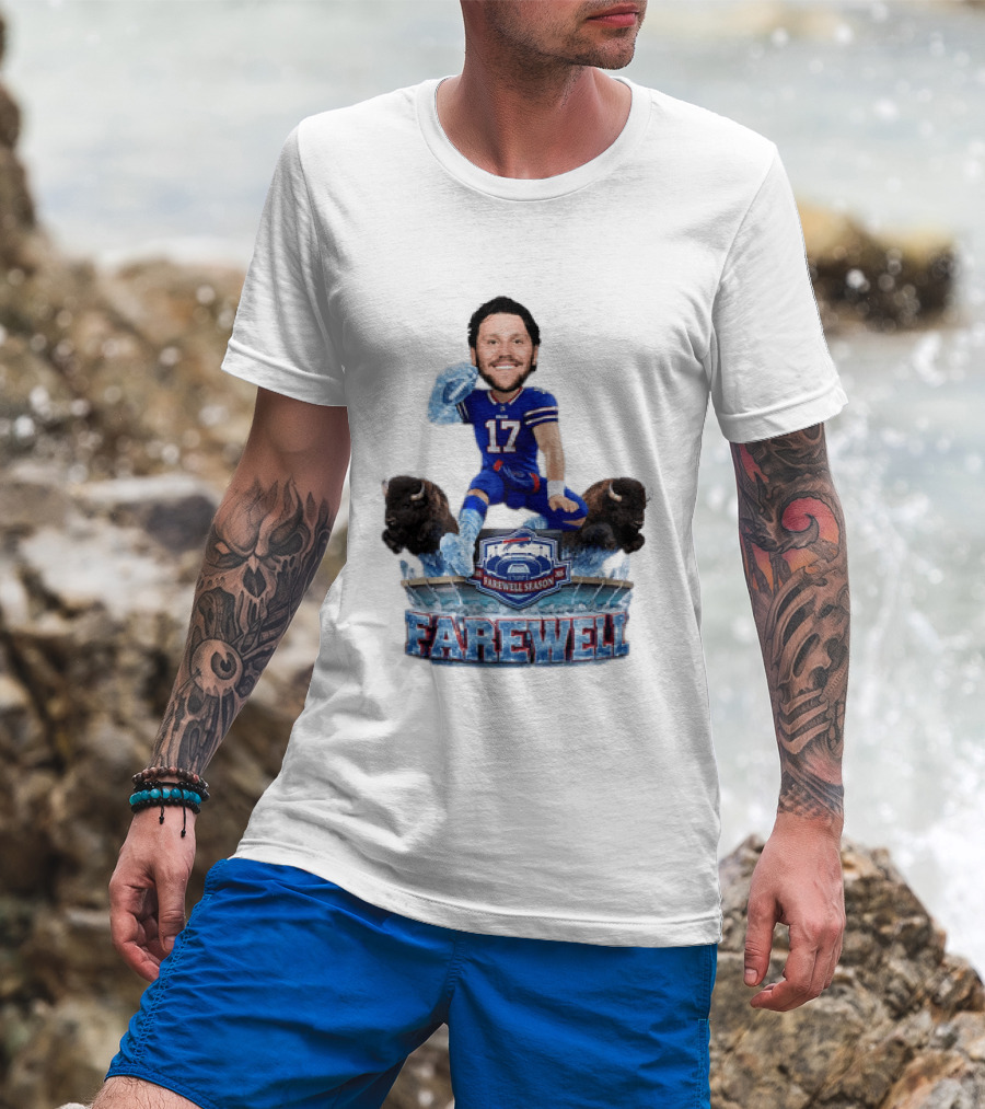 Buffalo Bills Josh Allen Hurdle Farewell Season Highmark Stadium Caricature T-Shirt