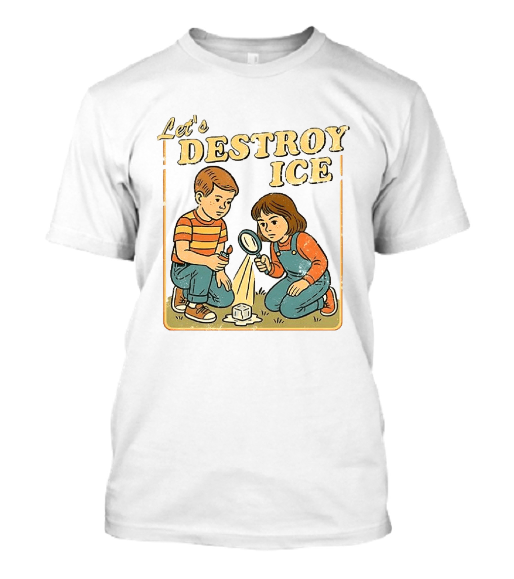 Let's Destroy ICE Melt The Ice Caricature Kids Exploring T-Shirt