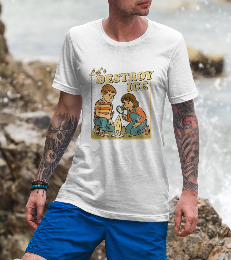 Let's Destroy ICE Melt The Ice Caricature Kids Exploring T-Shirt
