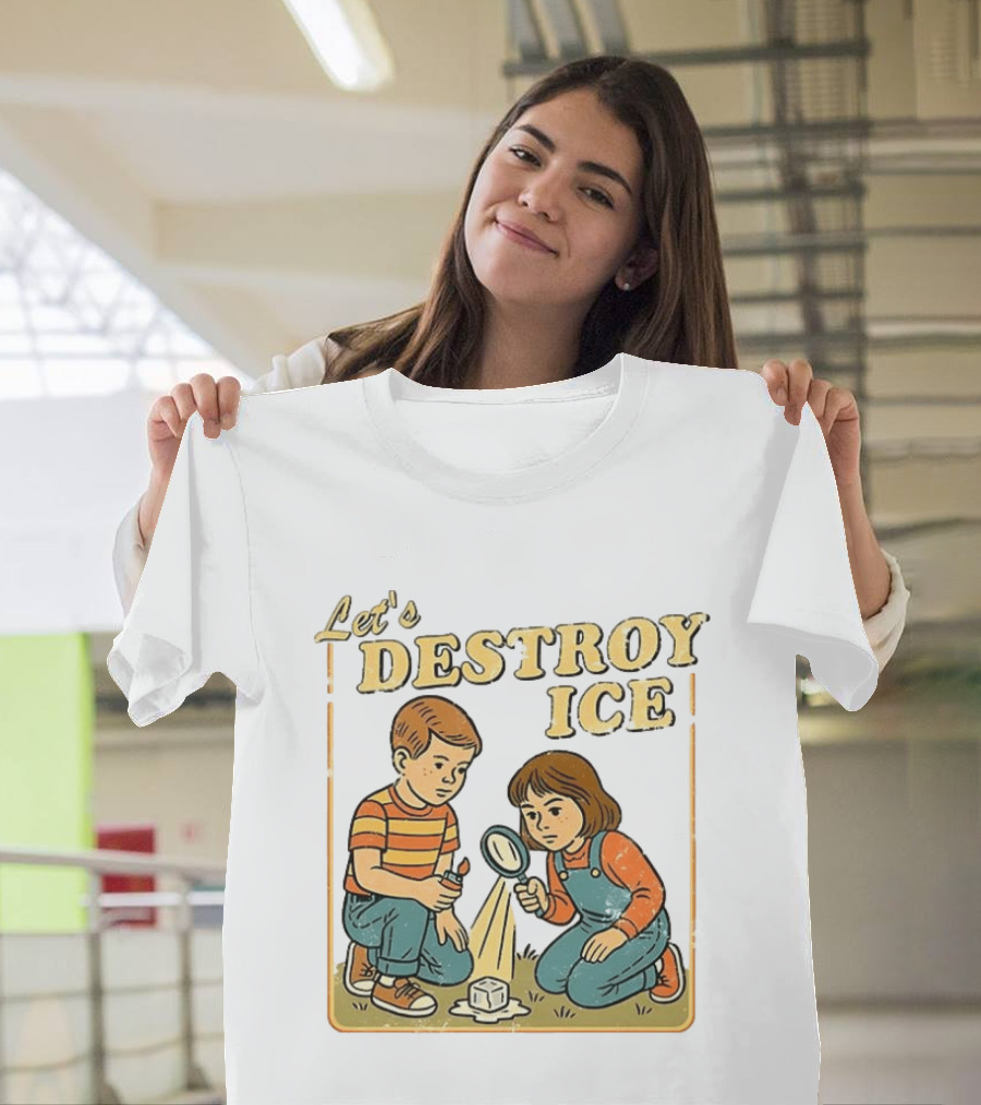Let's Destroy ICE Melt The Ice Caricature Kids Exploring T-Shirt