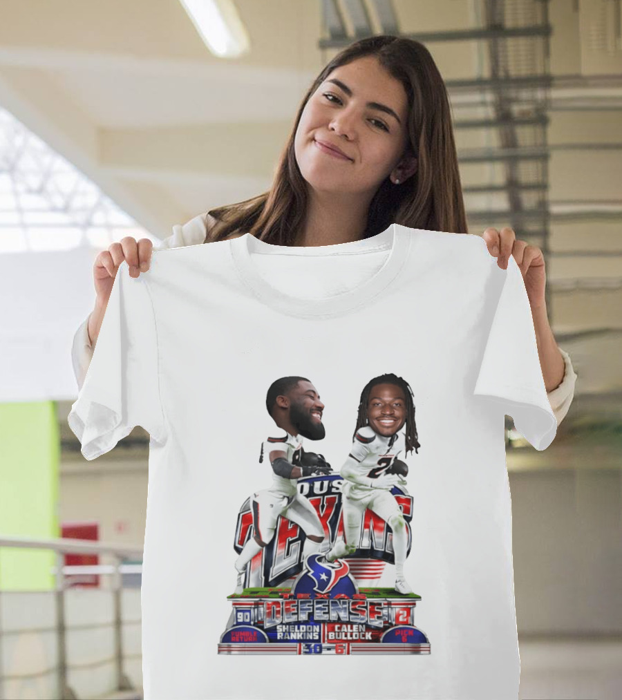 Houston Texans Defense Sheldon Rankins Calen Bullock Wild Card Gamebreaker Caricature T-Shirt