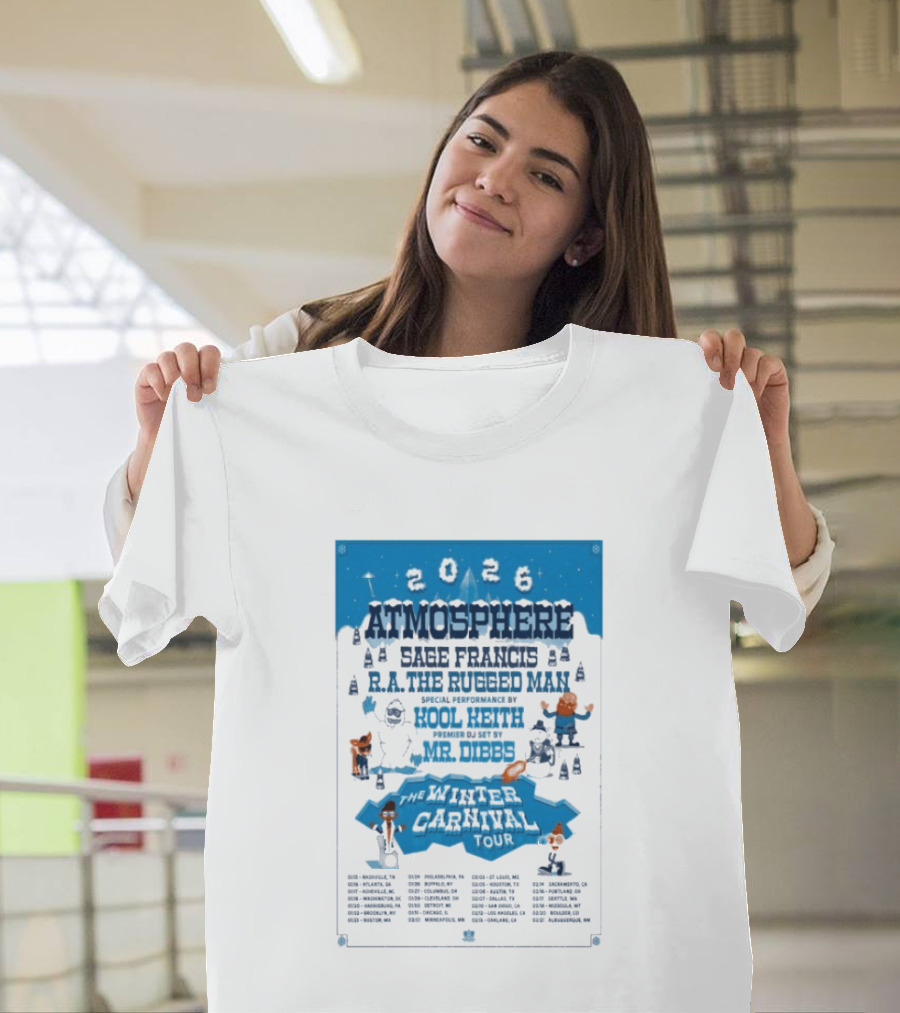 Atmosphere Winter Carnival Tour 2026 Featuring Sa Roc DJ Keezy Mr Dibbs T-Shirt