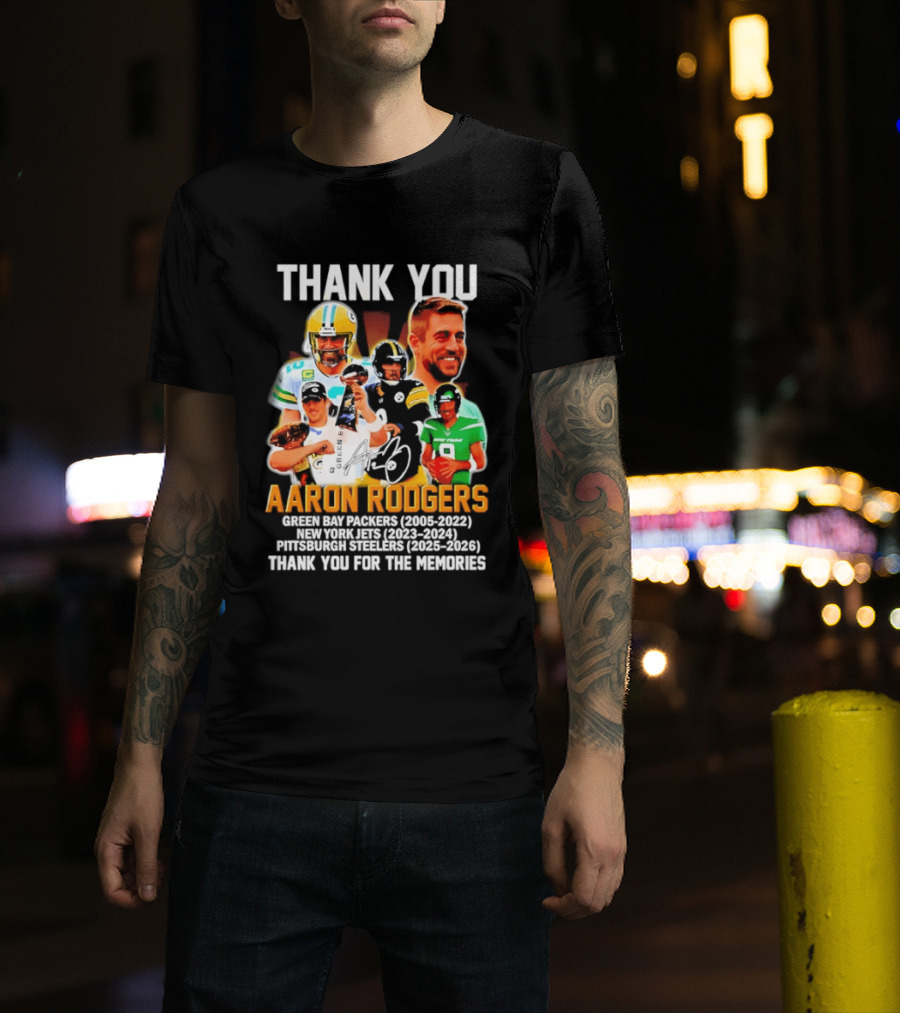 Thank You Aaron Rodgers Packers Jets Steelers Memories 2005 2023 T-Shirt