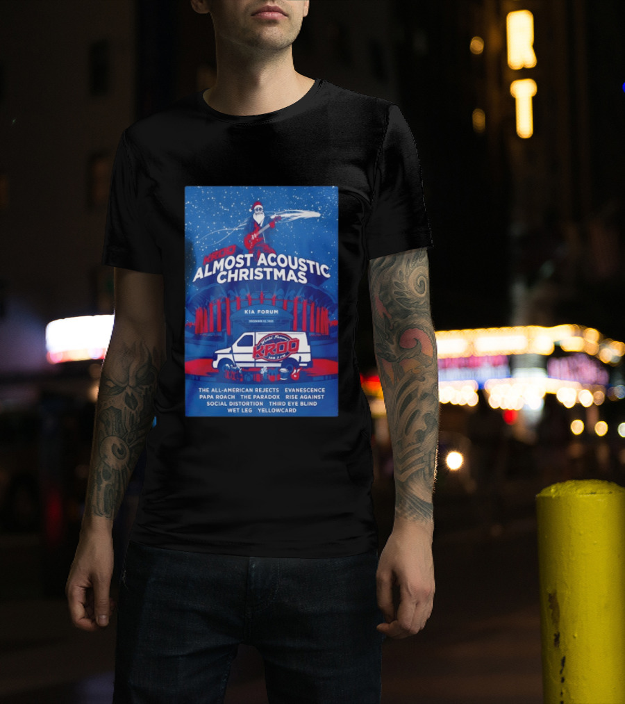 KROQ Almost Acoustic Christmas December 13 2025 Los Angeles Bands Lineup Santa T-Shirt