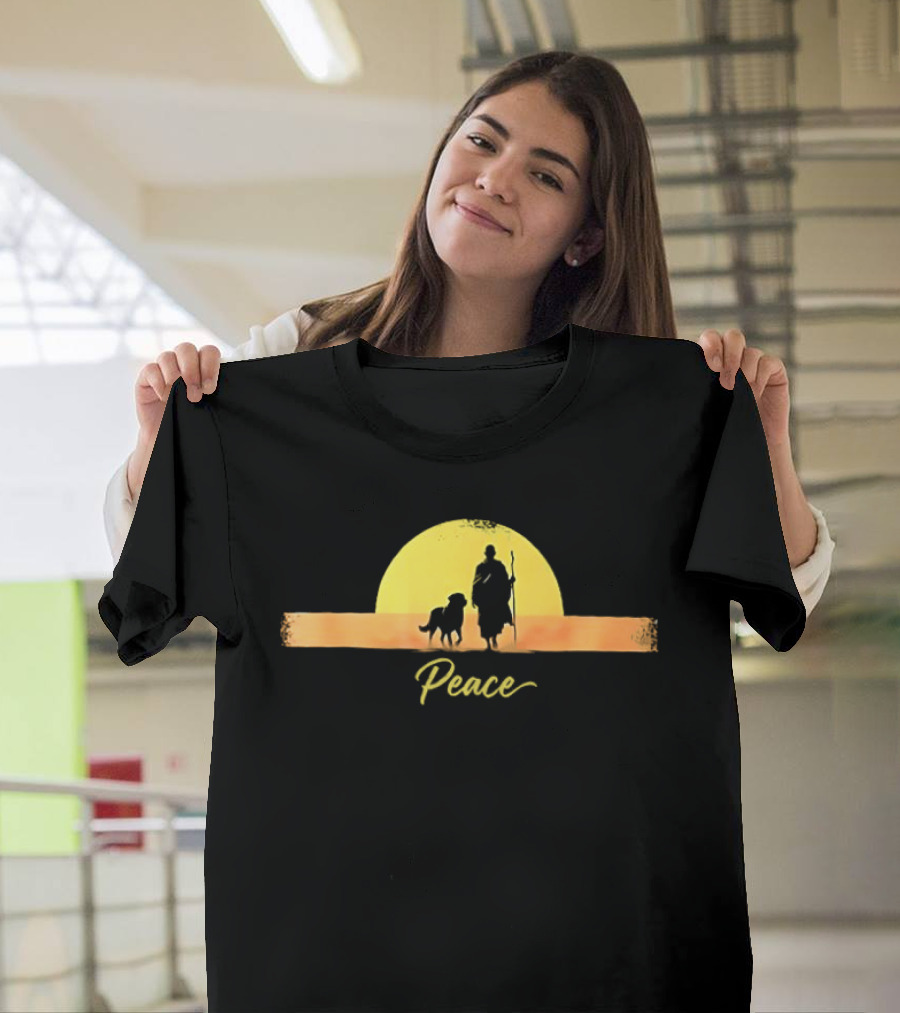 Sunset Walk For Peace Monks And Aloka Dog T-Shirt