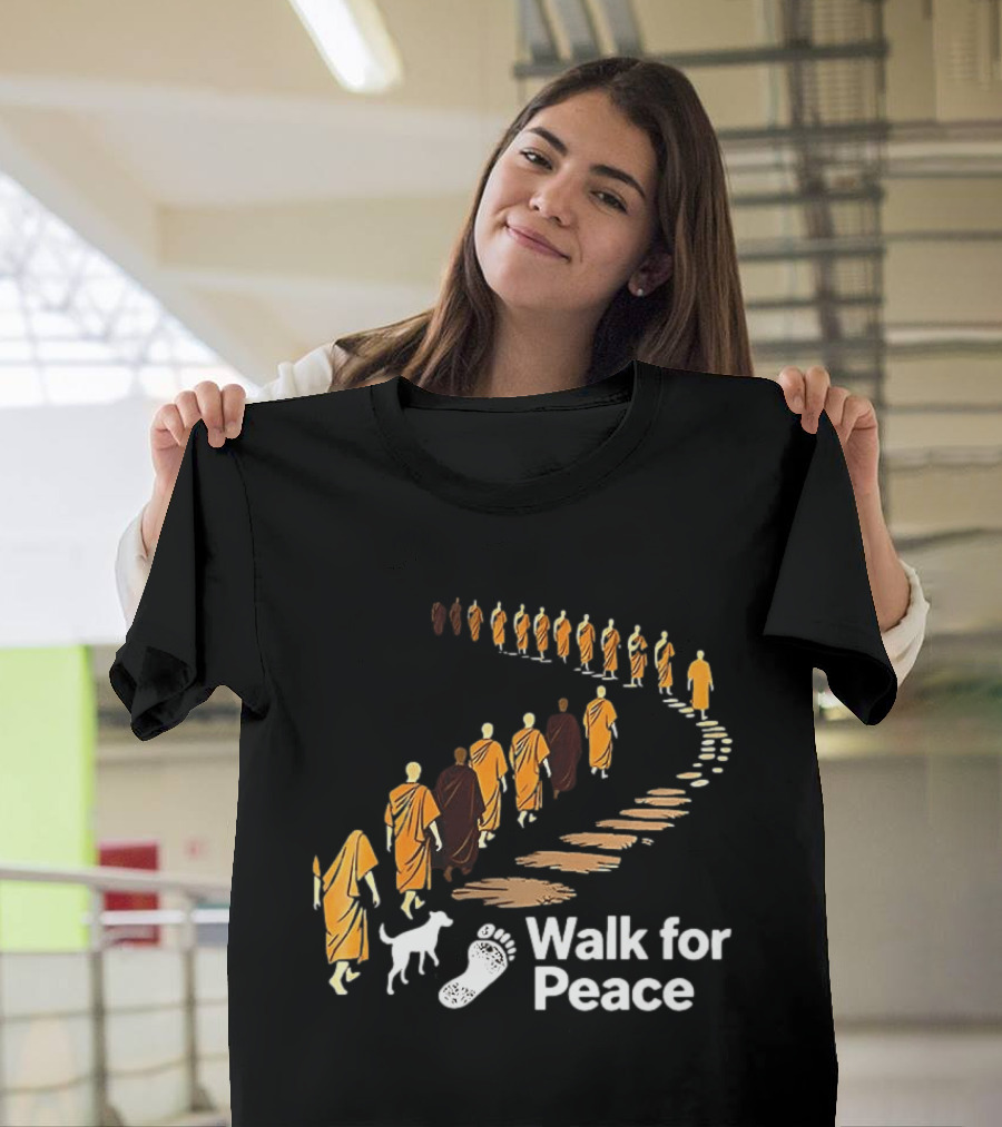 Monks And Dog Walk For Peace Pathway T-Shirt