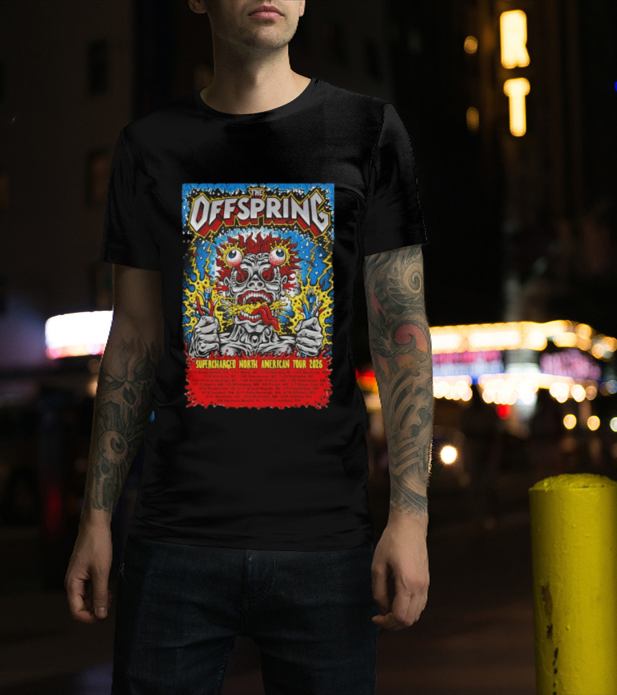 The Offspring Supercharged North American Tour 2026 Concert Dates And Venues T-Shirt