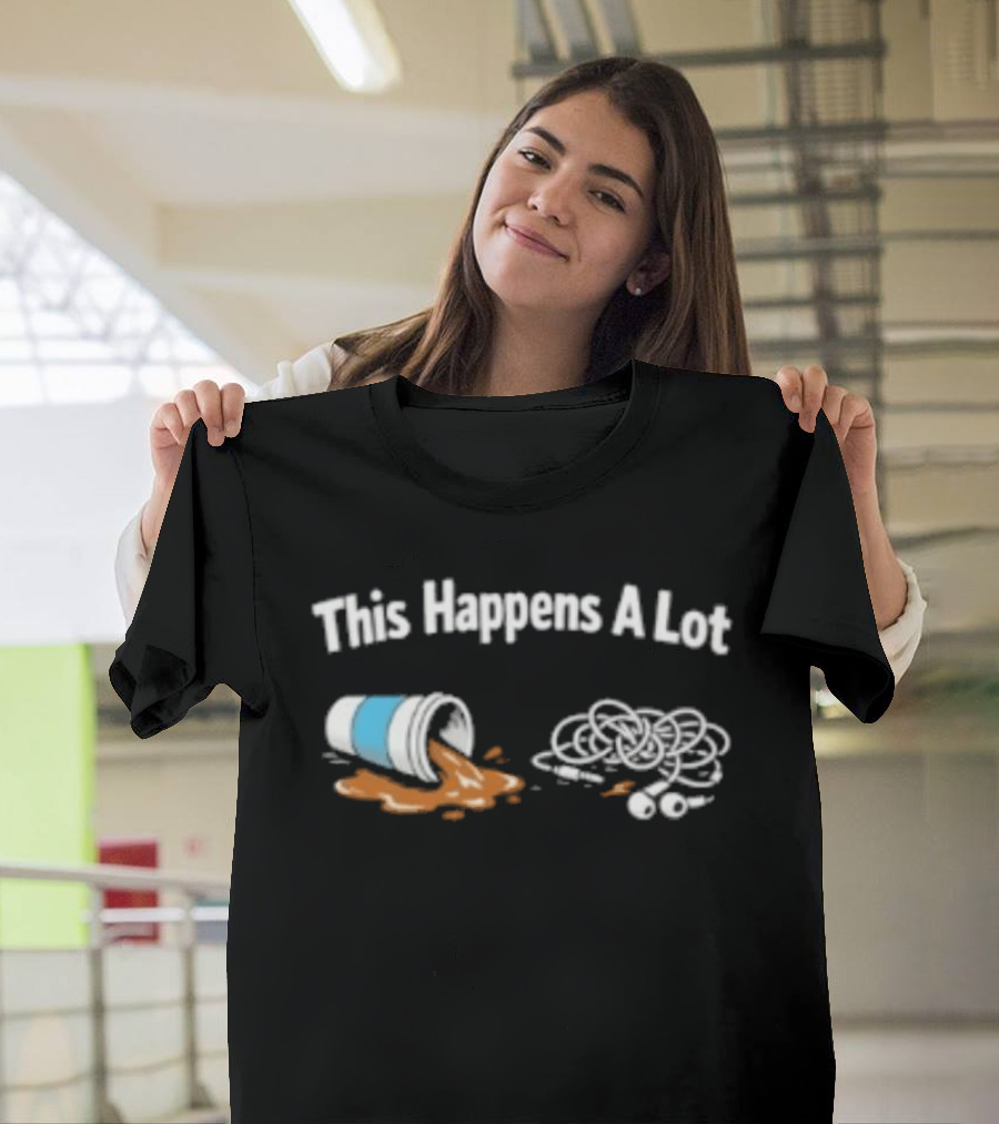 This Happens A Lot Spilled Coffee And Tangled Wire Humor T-Shirt