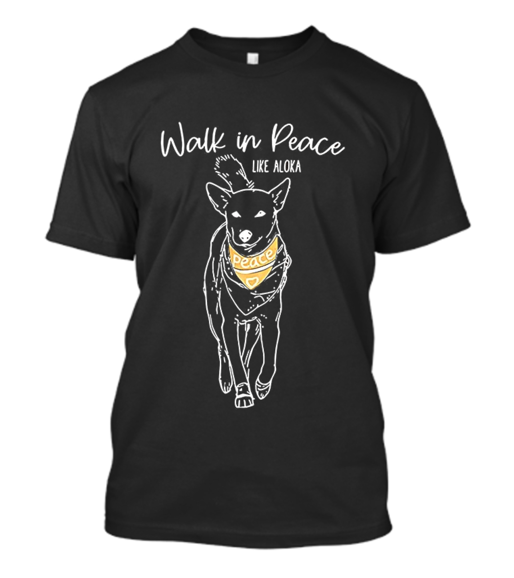 Walk In Peace Like Aloka Dog Sketch Peace Bandana T-Shirt