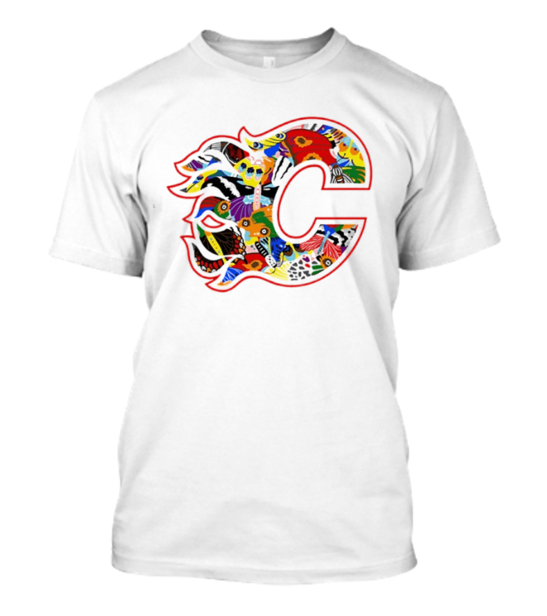 Calgary Flames Pride Night Colorful C Flag T-Shirt