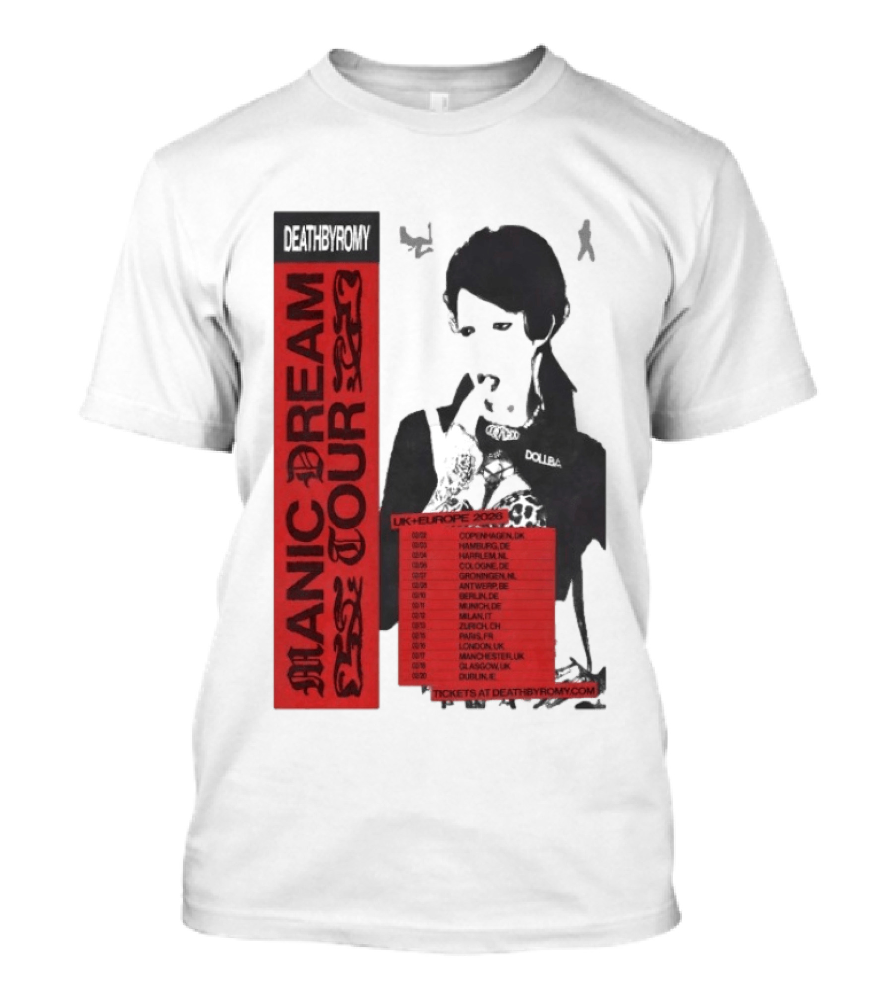 Deathbyromy Manic Dream Tour 2026 UK Europe Concert Dates T-Shirt
