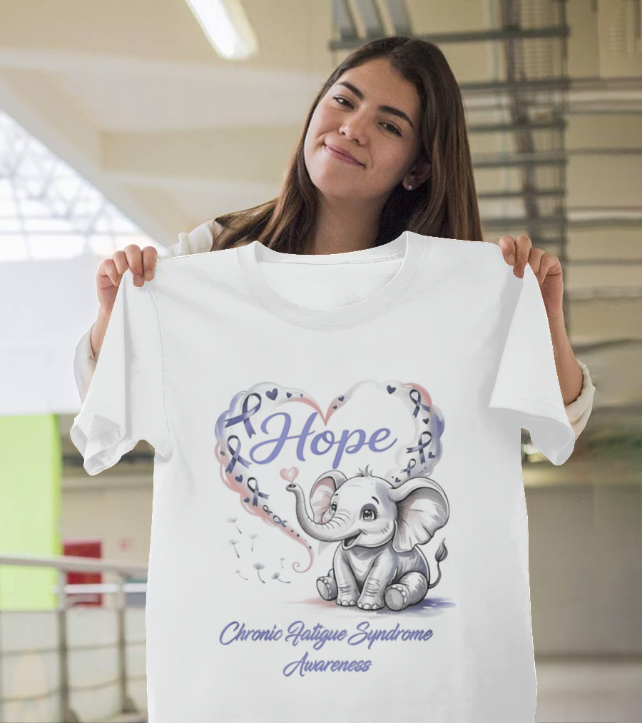 Elephant Hope Heart Chronic Fatigue Syndrome Awareness T-Shirt