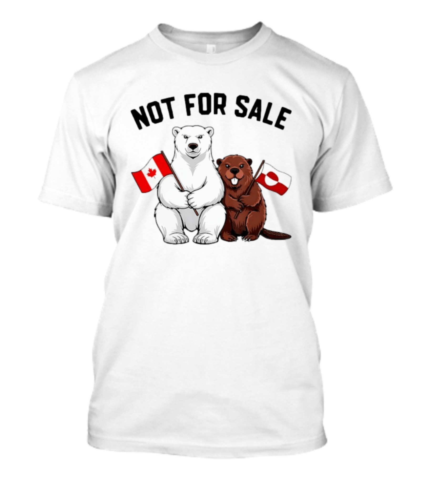 Not For Sale Polar Bear Canadian Flag Beaver Greenland Flag T-Shirt