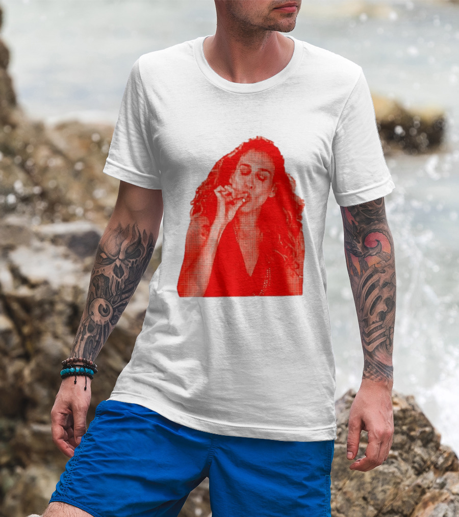 Lit Carrie Smoking Scene Red Artistic T-Shirt